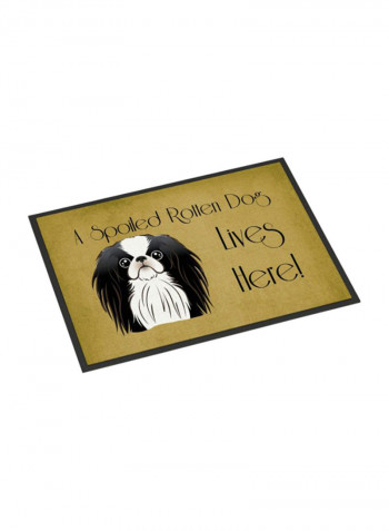 Japanese Chin Spoiled Dog Lives Here Indoor/Outdoor Mat Multicolour 14 x 19inch