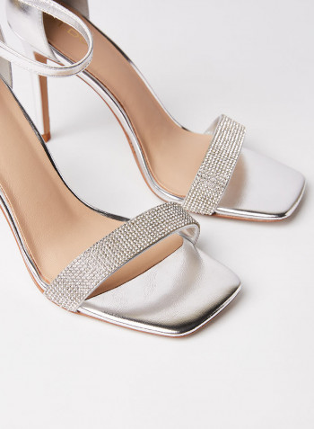 Afendaven Leather Sandals Silver