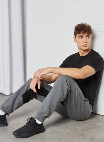 Colourblock Panel Sweatpants Dark Grey Mel