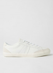 Coupole Textured Leather Sneakers White