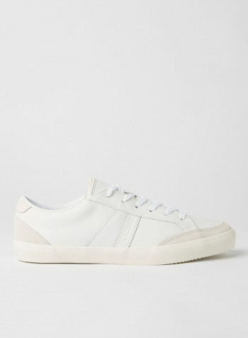 Coupole Textured Leather Sneakers White
