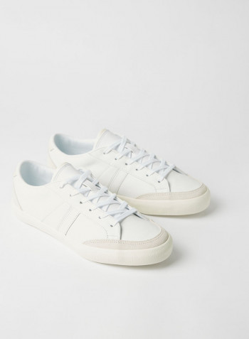 Coupole Textured Leather Sneakers White