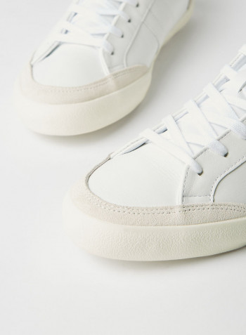 Coupole Textured Leather Sneakers White