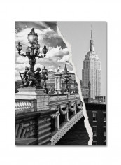 Live In Paris And York Canvas Wall Art Black/White 18 x 24inch