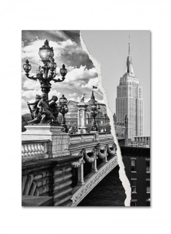 Live In Paris And York Canvas Wall Art Black/White 18 x 24inch