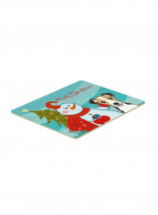 Snowman With Jack Russell Terrier Kitchen/Bath Mat Multicolour 18 x 24inch