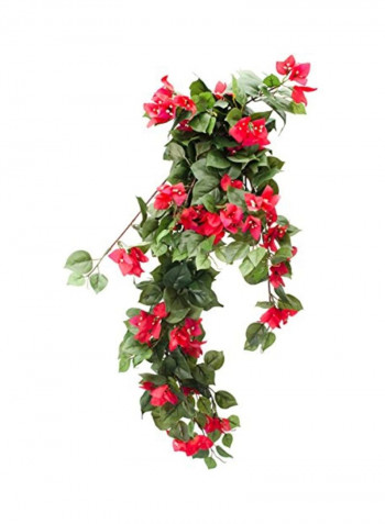 Hanging Bouganvilla Flowers Red/Green 30inch