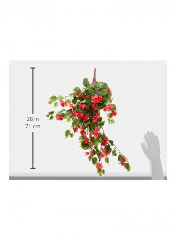 Hanging Bouganvilla Flowers Red/Green 30inch