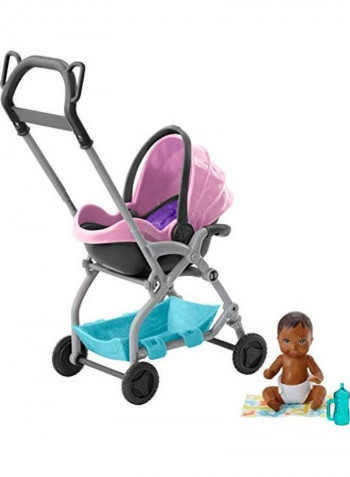 Skipper Babysitters Inc. Pink Stroller Playset 4x8inch