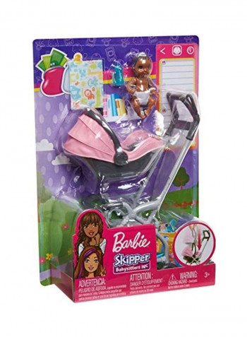 Skipper Babysitters Inc. Pink Stroller Playset 4x8inch