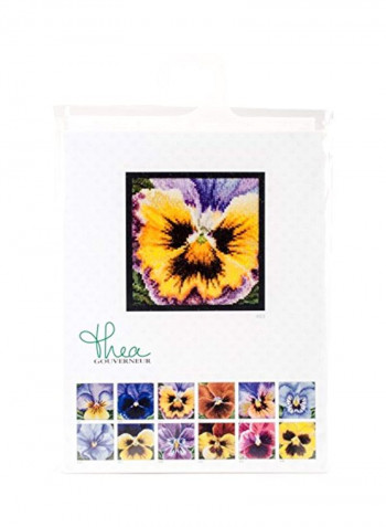 18-Piece Pansy On Aida Cross Stitch Kit Yellow/Purple/Brown