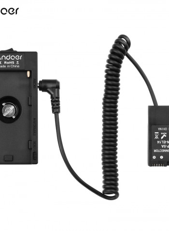 NP-F970 F750 Battery Plate Holder Adapter With Dual USB Interface And EN-EL14 Dummy Battery Coupler Black