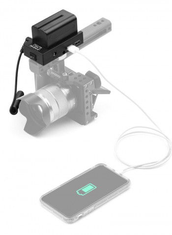 NP-F970 F750 Battery Plate Holder Adapter With Dual USB Interface And EN-EL14 Dummy Battery Coupler Black