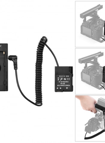 NP-F970 F750 Battery Plate Holder Adapter With Dual USB Interface And EN-EL14 Dummy Battery Coupler Black