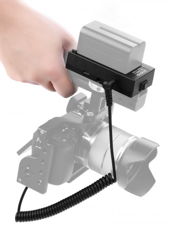 NP-F970 F750 Battery Plate Holder Adapter With Dual USB Interface And EN-EL14 Dummy Battery Coupler Black