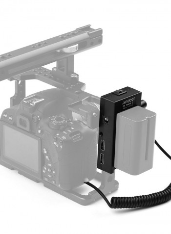 NP-F970 F750 Battery Plate Holder Adapter With Dual USB Interface And EN-EL14 Dummy Battery Coupler Black