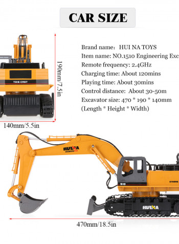 NO.1510 2.4GHz 11CH Alloy Engineering Electronic Excavator Heavy Machinery RC Toys Car Truck 48cm