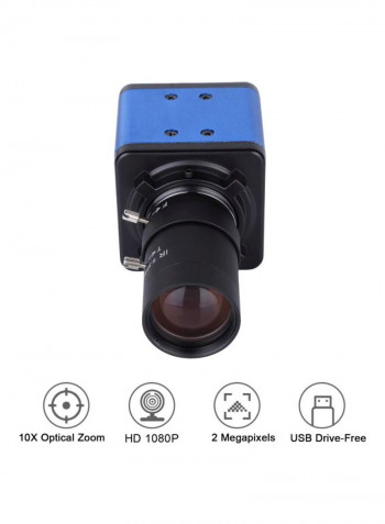 1080P Full HD Webcam With Mic 12.6x5x5centimeter Blue/Black