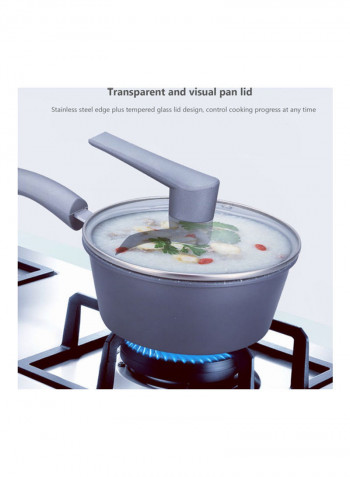 3-Piece Non-Stick Frying Pan, Wok And Saucepan Milk Pot With Glass Lid Cookware Set Grey 54 x 13 x 33cm