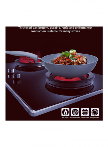 3-Piece Non-Stick Frying Pan, Wok And Saucepan Milk Pot With Glass Lid Cookware Set Grey 54 x 13 x 33cm