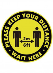 5-Piece Please Keep Your Distance Pattern Wall Sticker Set Black/Yellow