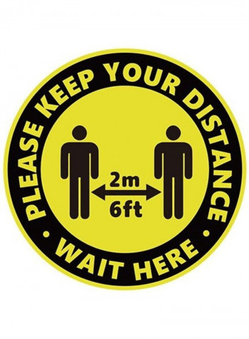 5-Piece Please Keep Your Distance Pattern Wall Sticker Set Black/Yellow