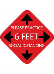 5-Pieces Control Distance Floor Sticker Set Red/Black/White