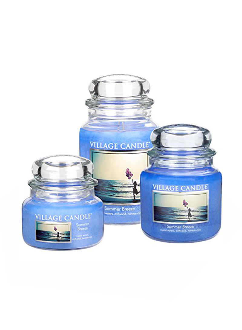 Summer Breeze Scented Candle Blue 6.875 x 3.75 x 3.75inch