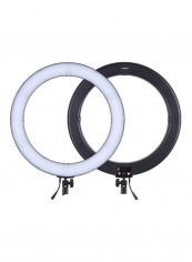 Adjustable Brightness Digital Ring Video Light With Phone Holder 19inch Black/White