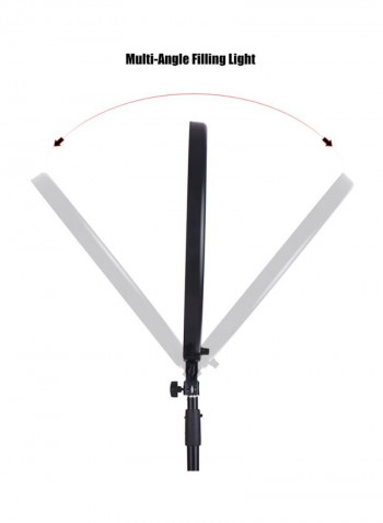 Adjustable Brightness Digital Ring Video Light With Phone Holder 19inch Black/White