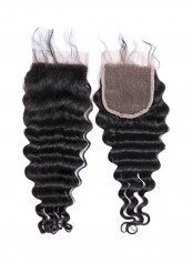 4x4 Wavy Hair Extension With Lace Closure Black 10inch