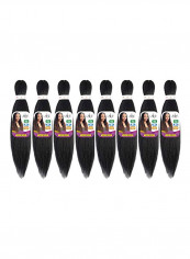 8-Piece Pre-stretched Hair Extensions 1B Black 20inch