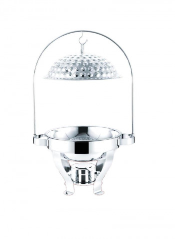 Flinn-Silver Buffet Stove Two Pan Cover - 430#S.S 1.2mm Food Pan / 201#S.S 0.8mm Water Pan Silver 38cm