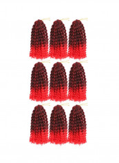 9-Piece Curly Ombre Braiding Synthetic Hair Extension Hair Red 8inch