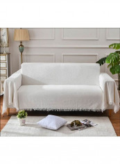 Pastoral Style Linen Sofa Slipcover White 180-260centimeter