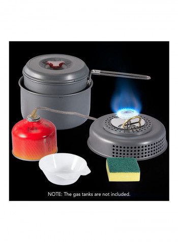 7-Piece Windproof Boiler Cradle Pot Stove Base Bowl Dish Sponge Set 26.5 x 16 x 26.5سم