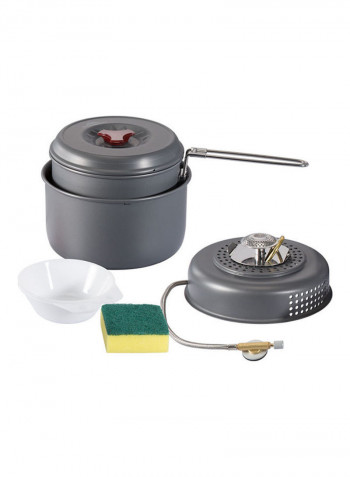7-Piece Windproof Boiler Cradle Pot Stove Base Bowl Dish Sponge Set 26.5 x 16 x 26.5سم
