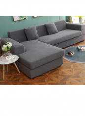 European Style Comfy Sofa Slipcover Grey 235-300centimeter
