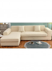 Solid Pattern Sofa Slipcover Beige 235 x 300centimeter