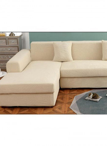 Solid Pattern Sofa Slipcover Beige 235 x 300centimeter