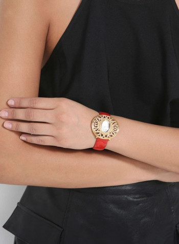 Women's 22K Gold Plated With Crystal Analog Watch P-21695