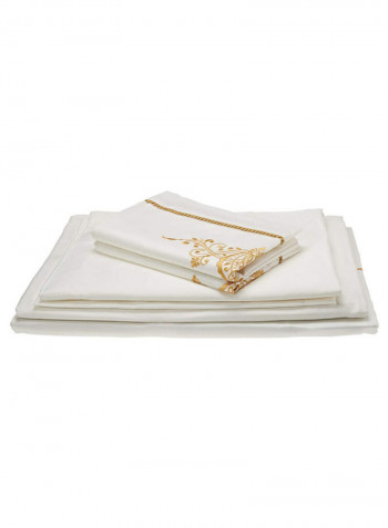 6-Piece Sah Eco Large Duvet Set Cotton White/Gold 280 x 280centimeter
