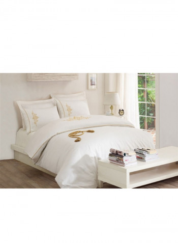 6-Piece Sah Eco Large Duvet Set Cotton White/Gold 280 x 280centimeter