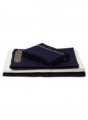 6-Piece Sehzade Eco Large Duvet Set Cotton White/Blue/Gold 280 x 280centimeter