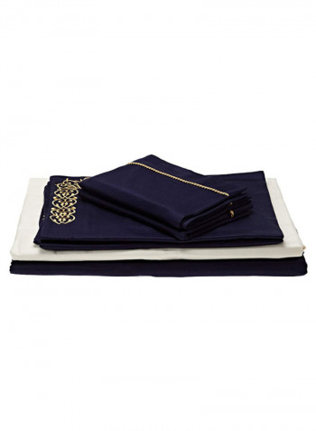 6-Piece Sehzade Eco Large Duvet Set Cotton White/Blue/Gold 280 x 280centimeter