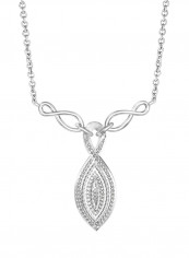 925 Sterling Silver Cubic Zirconia Studded Pendant Necklace.