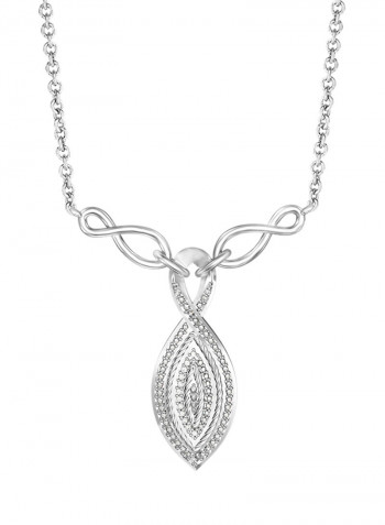 925 Sterling Silver Cubic Zirconia Studded Pendant Necklace.