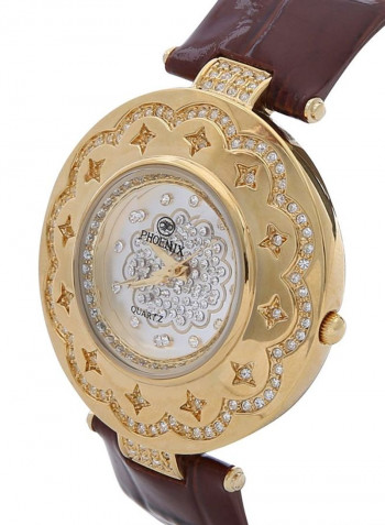 Women's 22K Gold Plated With Crystal Analog Watch P-21629