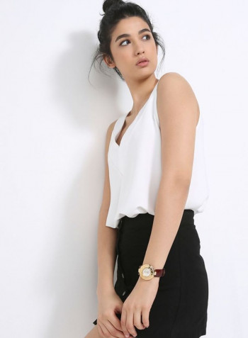 Women's 22K Gold Plated With Crystal Analog Watch P-21629