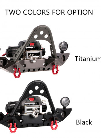 Metal Front Bumper Bar With 9.5CTI Winch And LED Headlights Wireless Remote Controller Receiver For 1/10 TRX-4 Hsp Redcat Rc4wd Tamiya Axial SCX10II D91 Hpi RC Crawler 15 X 9 X 11cm